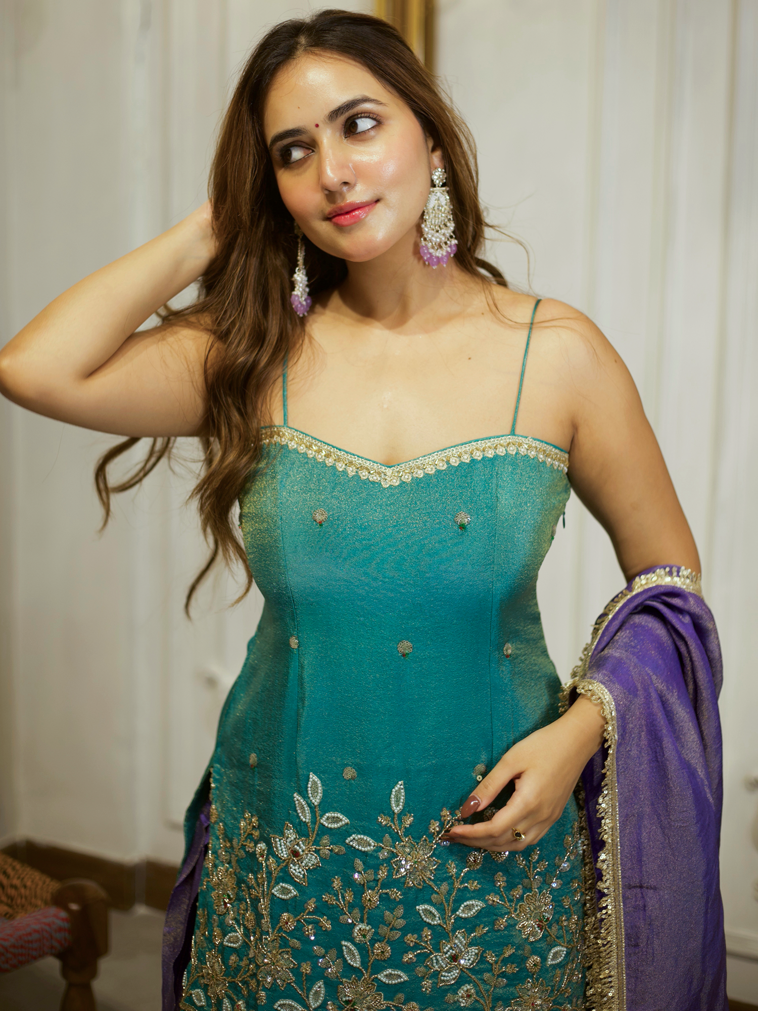 TEAL GREEN & BLUE PATIYALA SET