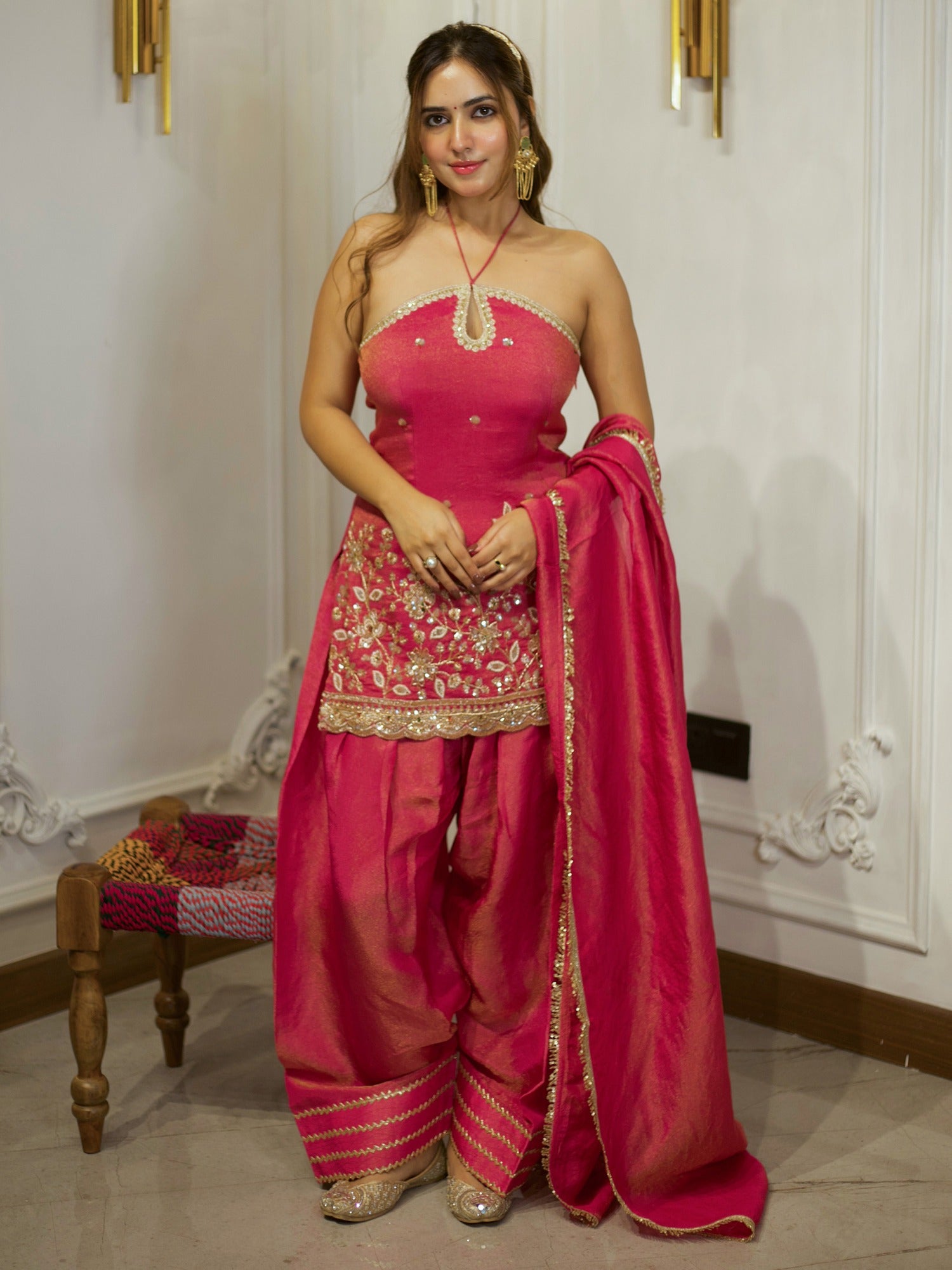RANI PINK PATIYALA SET