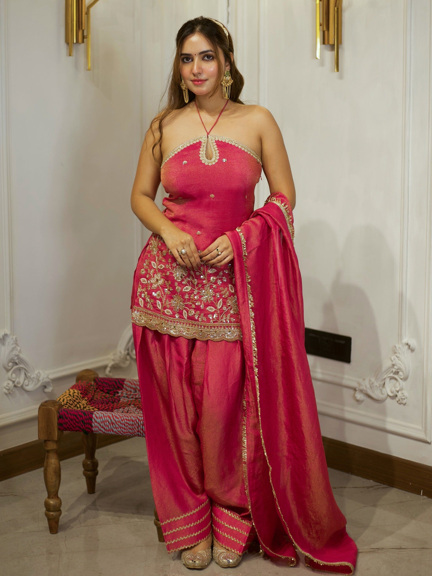 RANI PINK PATIYALA SET