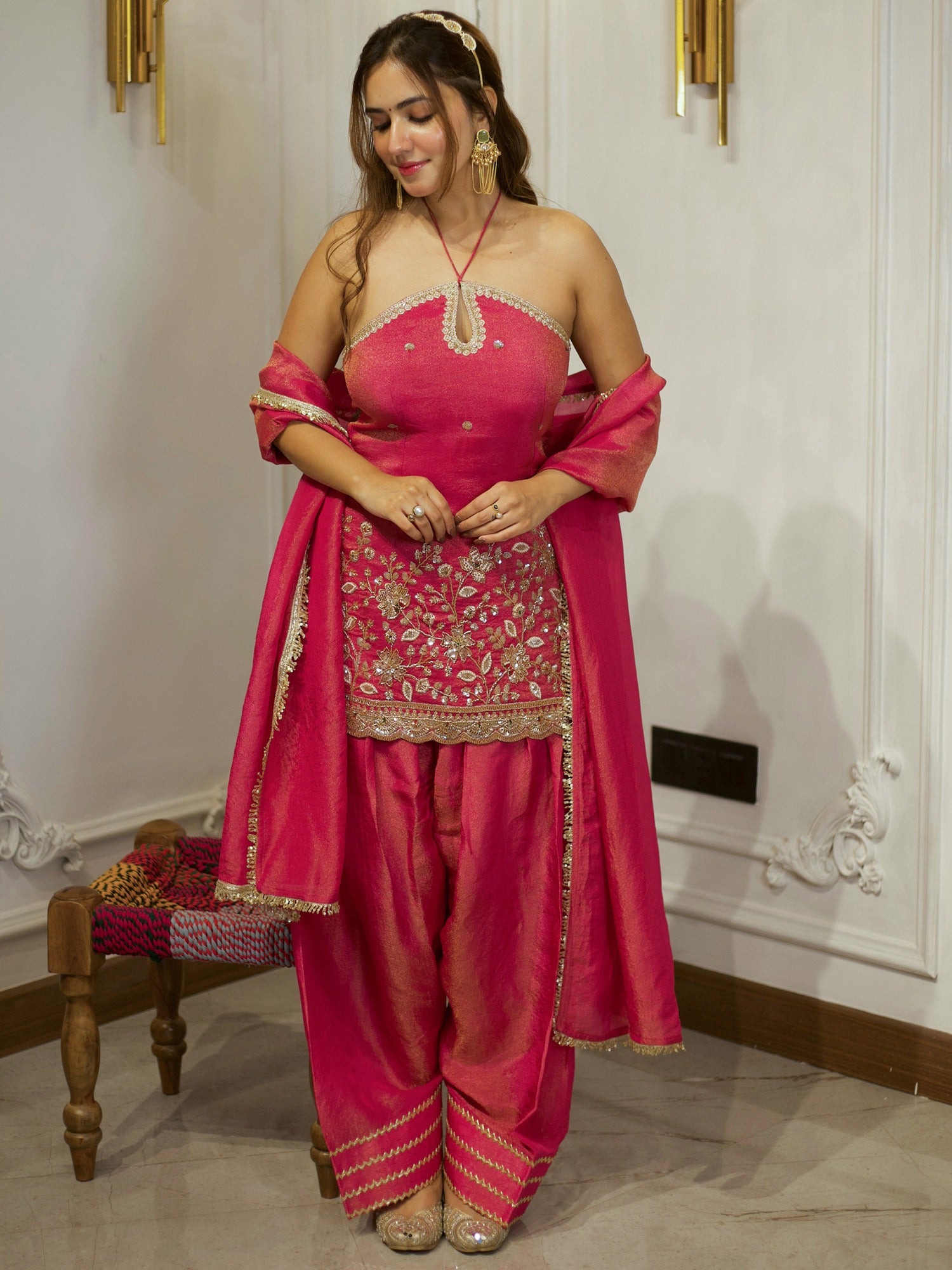 RANI PINK PATIYALA SET