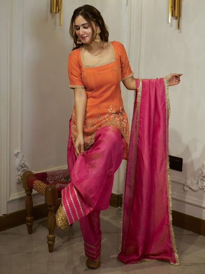 ORANGE & PINK PATIYALA SET