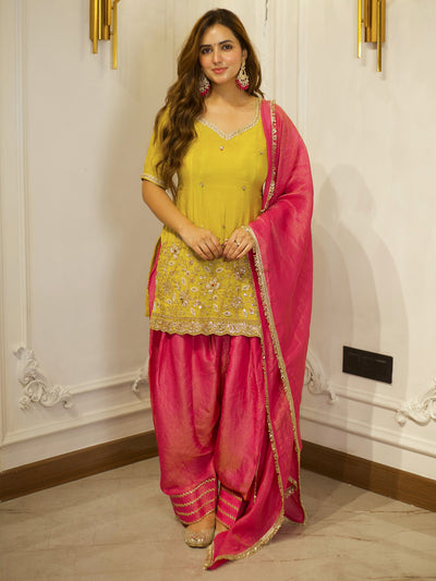 YELLOW &  PINK PATIYALA SET