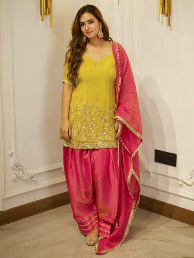 YELLOW &  PINK PATIYALA SET