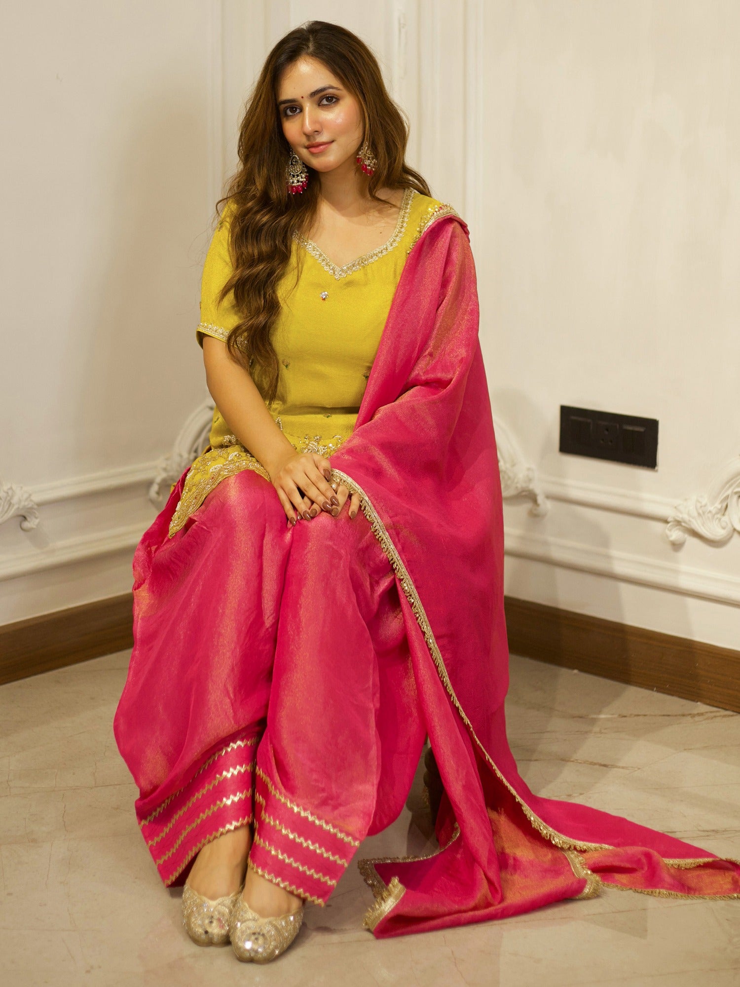 YELLOW &  PINK PATIYALA SET