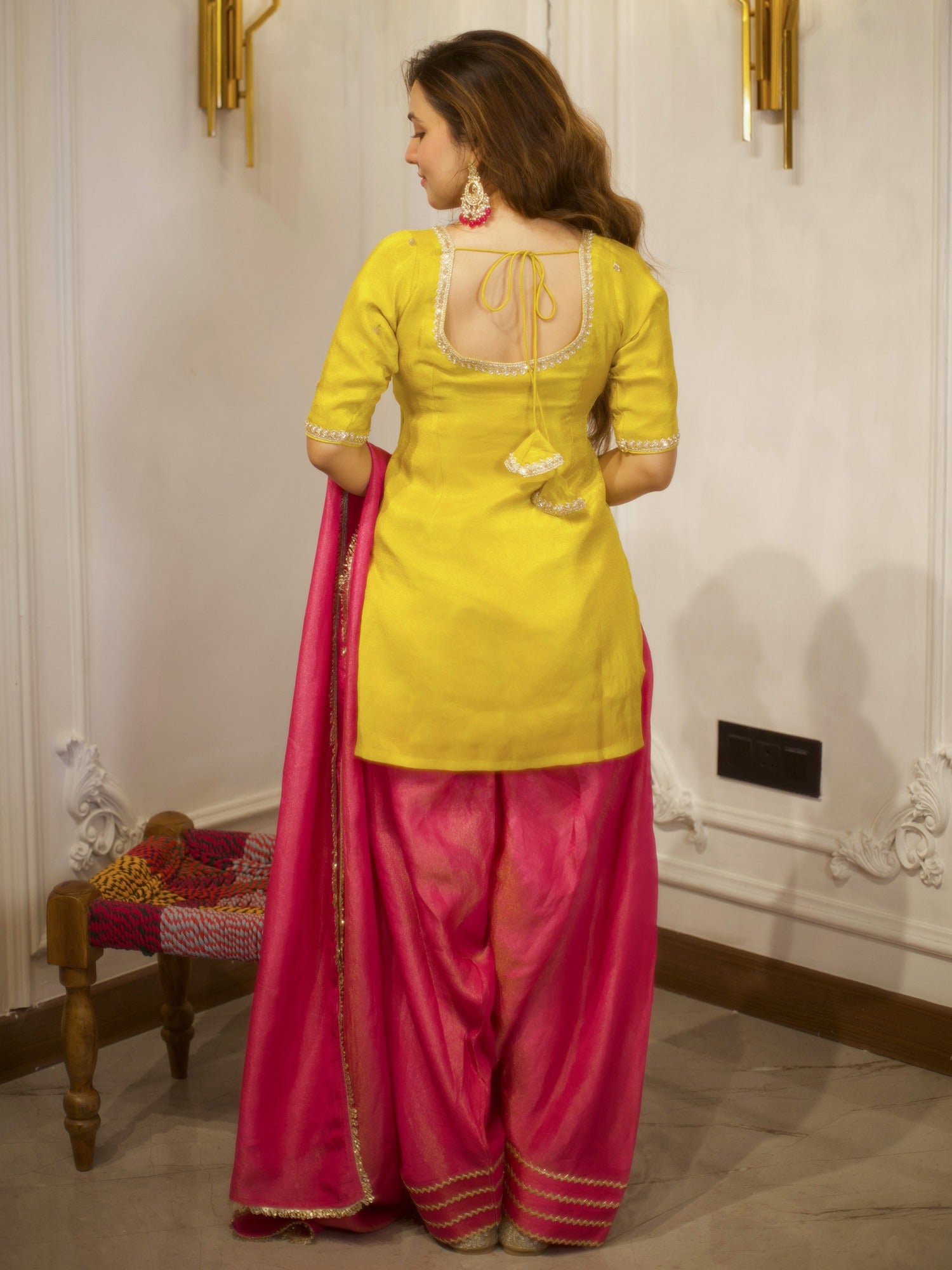 YELLOW &  PINK PATIYALA SET
