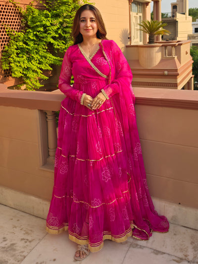 Pink Bhandhej Anarkali