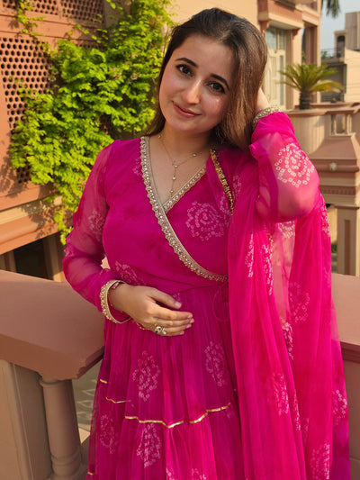 Pink Bhandhej Anarkali
