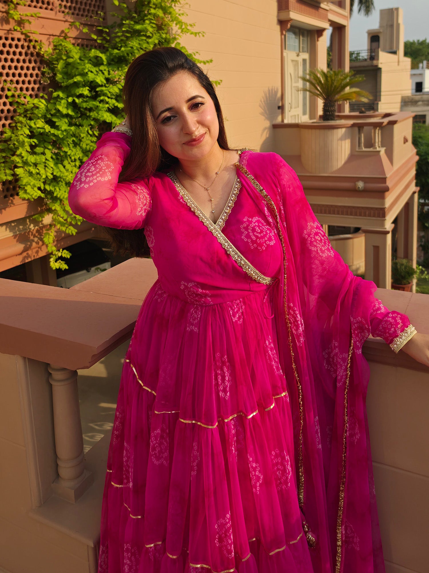 Pink Bhandhej Anarkali