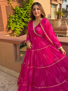 Pink Bhandhej Anarkali