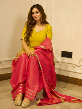 YELLOW &  PINK PATIYALA SET