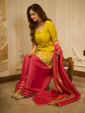 YELLOW &  PINK PATIYALA SET
