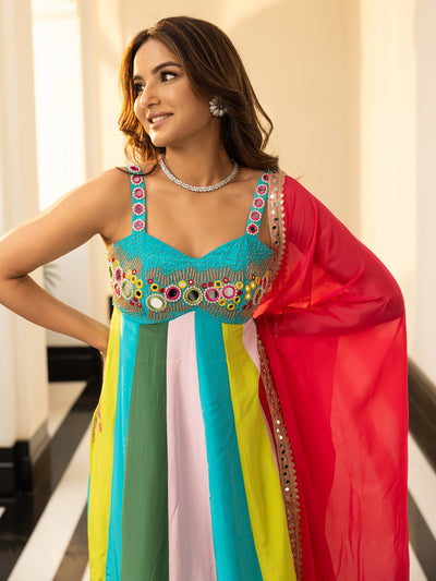 Jasmin Bhasin Multi color Patiala Set