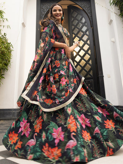 Tropical Radiance Black Lehenga set