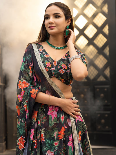 Tropical Radiance Black Lehenga set