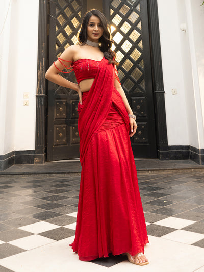 Nayra Red Saree