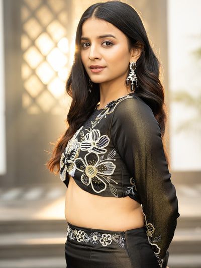 Western Whimsy Black Lehenga Set