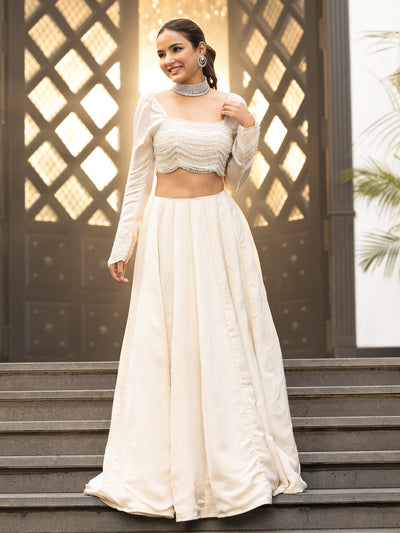 Western Whimsy Ivory Lehenga Set