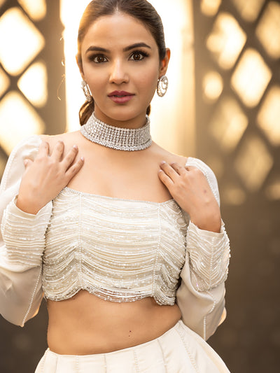 Western Whimsy Ivory Lehenga Set