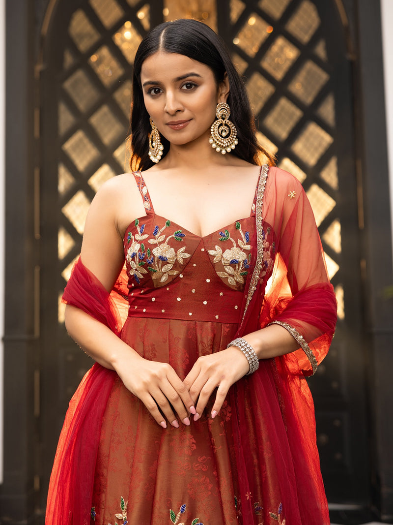MAROON ANARKALI SET