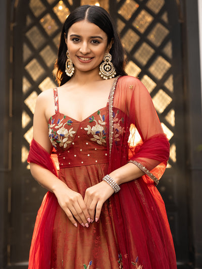 The Royals Maroon Anarkali Set