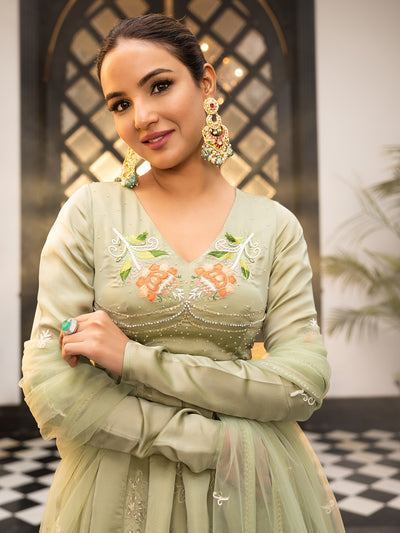 The Royals Green Anarkali Set