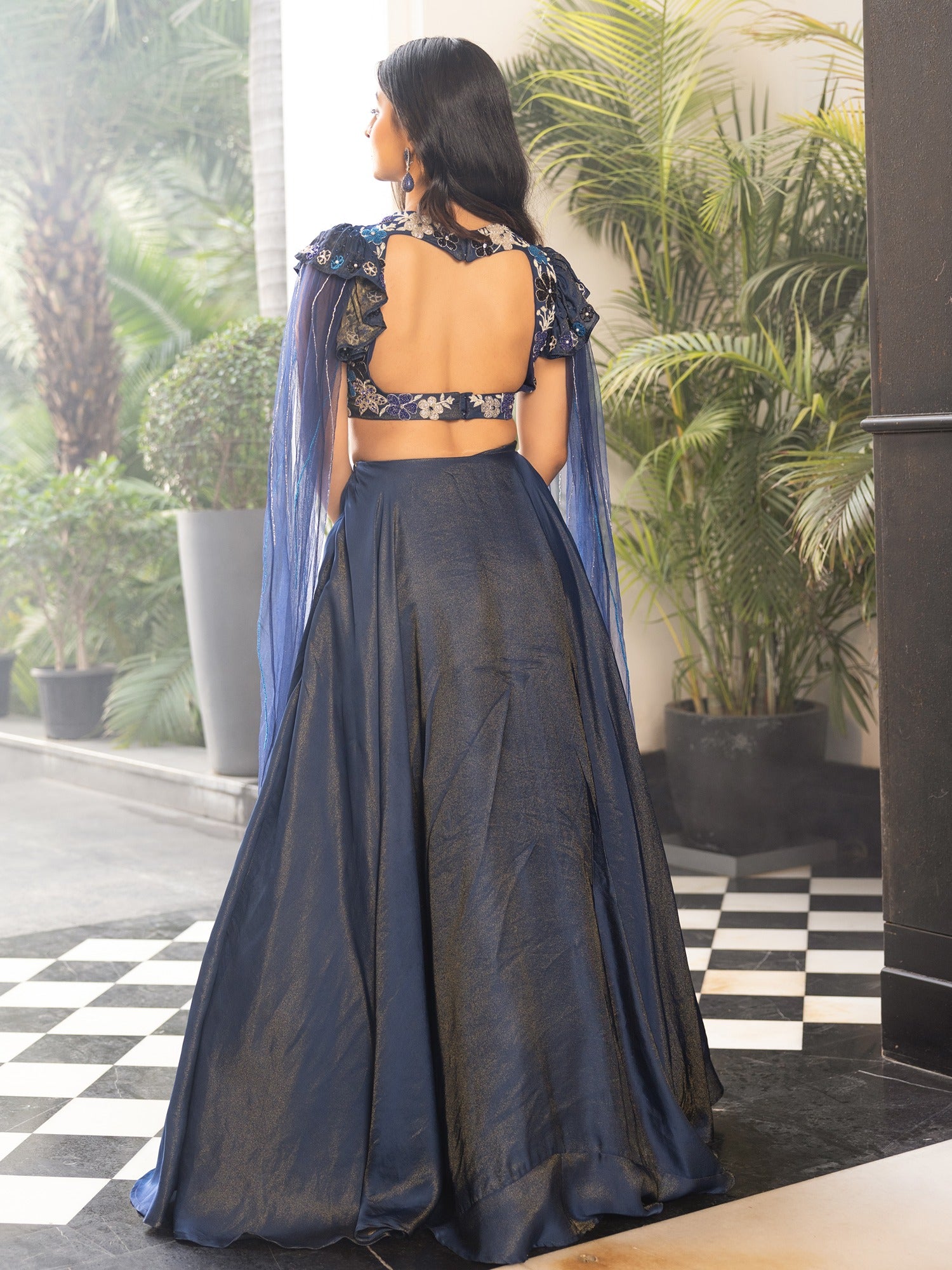 Western Whimsy Blue Lehenga Set XXS Western Whimsy Blue Lehenga Set XXS