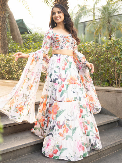 Tropical Radiance White Lehenga set