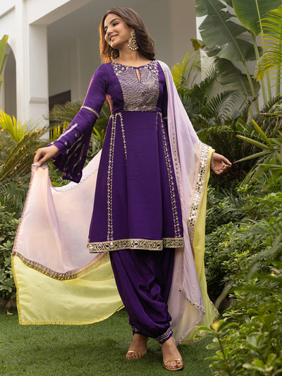 Jasmin Bhasin Purple Patiala set
