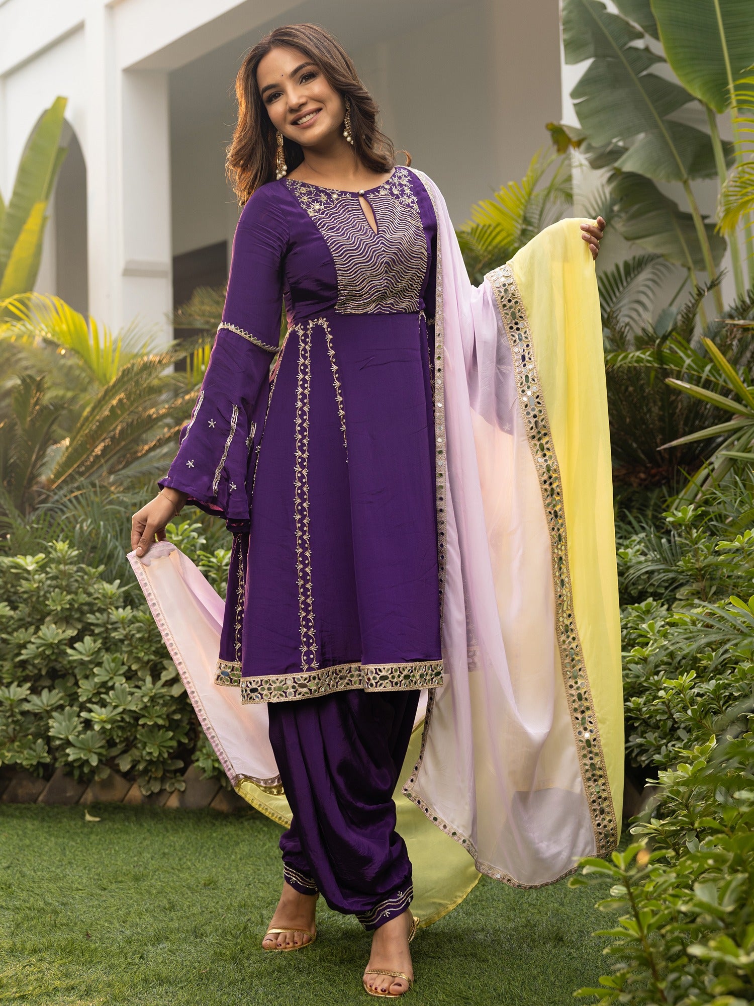 Jasmin Bhasin Purple Patiala set