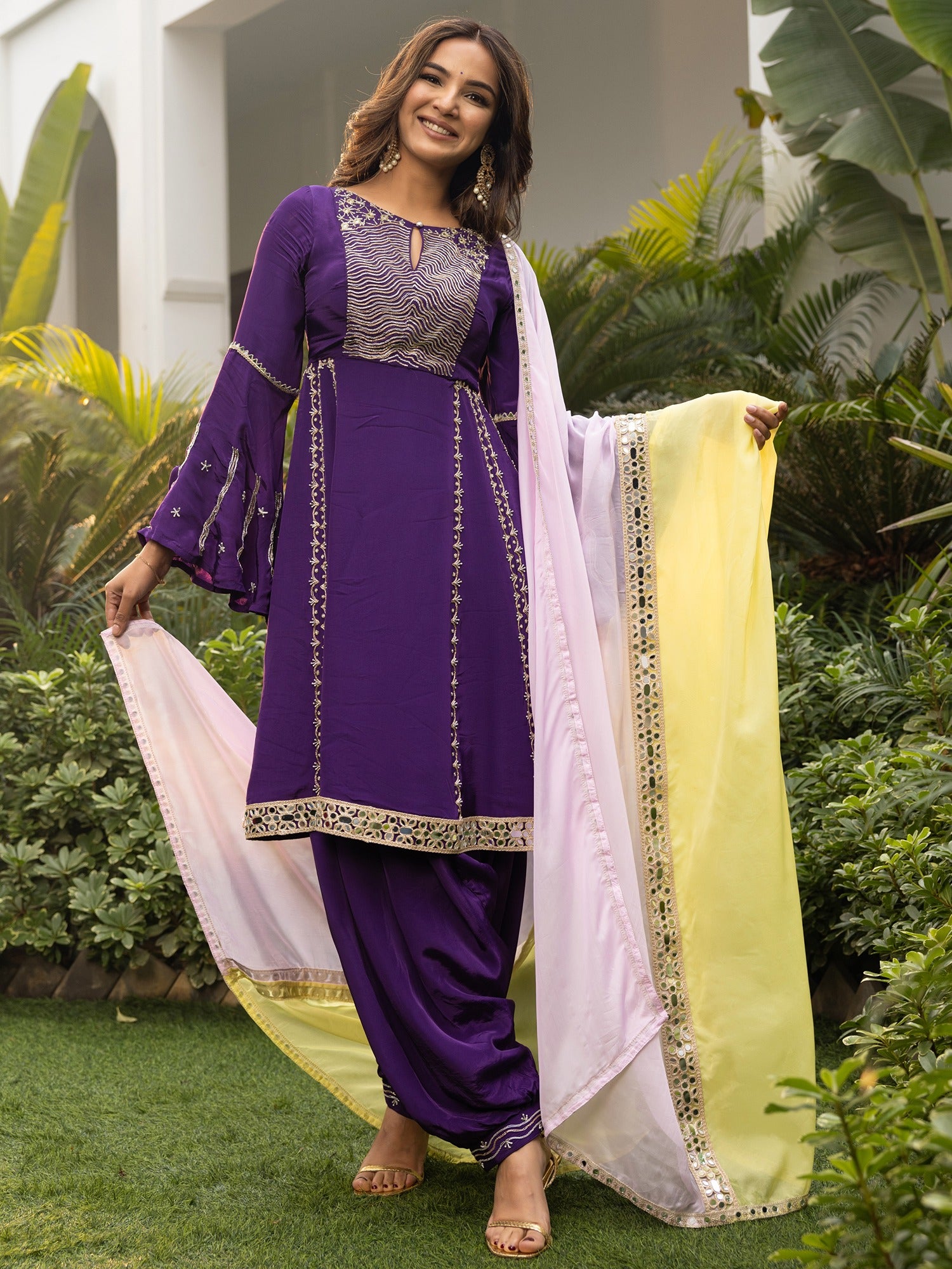 Jasmin Bhasin Purple Patiala set
