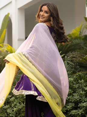 Jasmin Bhasin Purple Patiala set