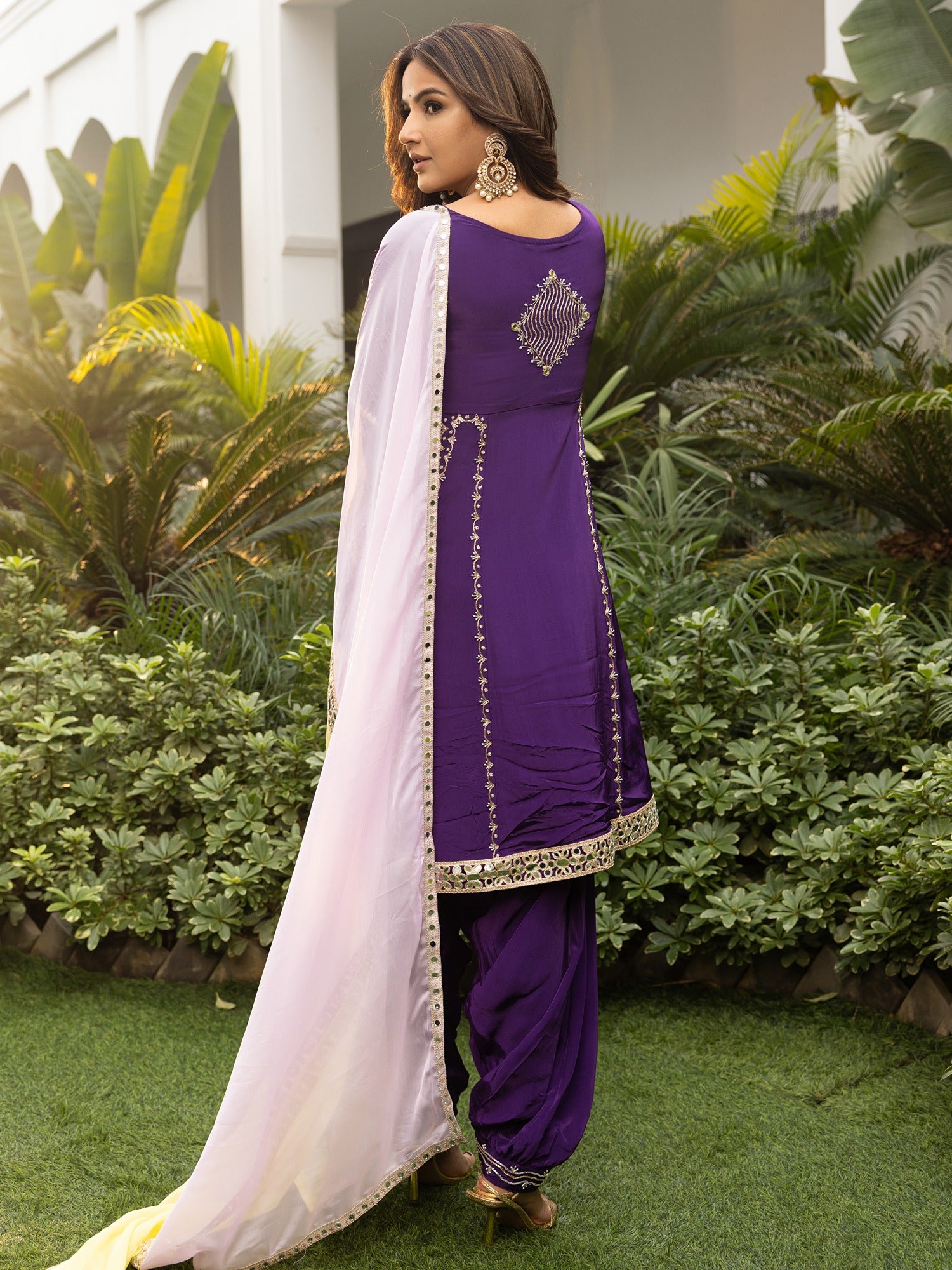 Jasmin Bhasin Purple Patiala set
