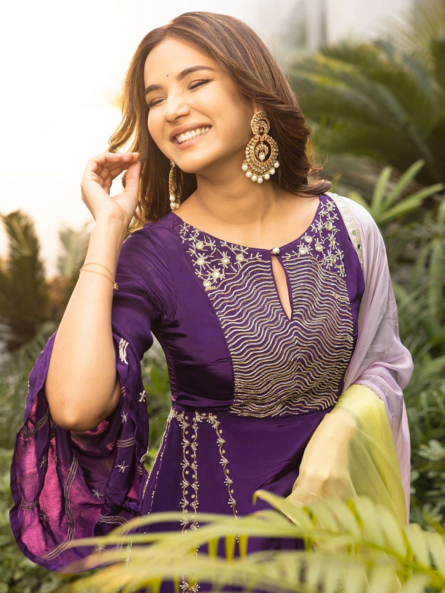 Jasmin Bhasin Purple Patiala set