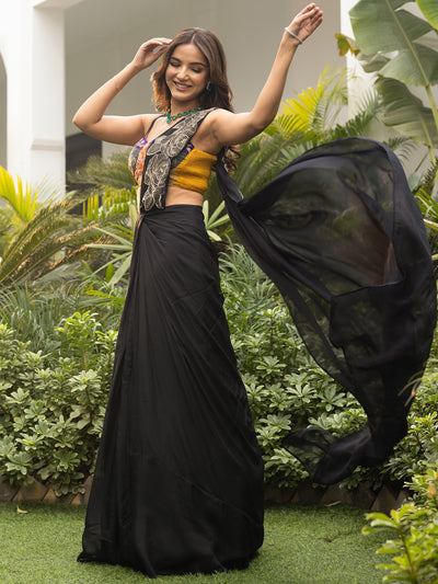 Tales Of Organza Black Saree