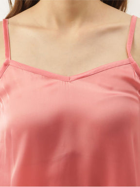 Bride Embroidered Pink Silk Shorts With Camisole Set