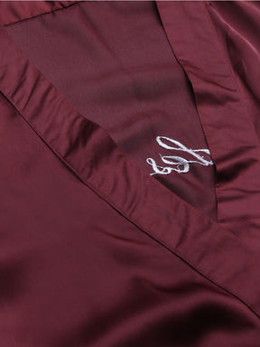 Bridesmaid Embroidered Purple Silk Robe