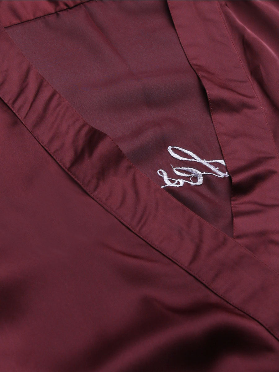 Bridesmaid Embroidered Purple Silk Robe