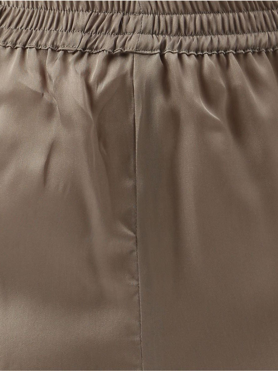 Bridesmaid Embroidered Grey Silk Shorts With Camisole Set