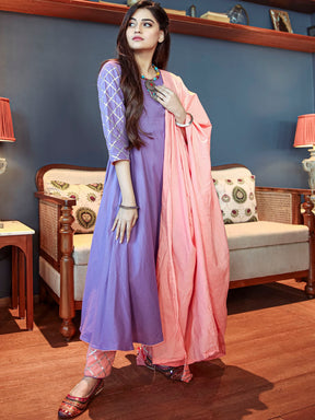Purple Pant And Anarkali