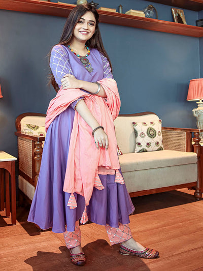 Purple Pant And Anarkali