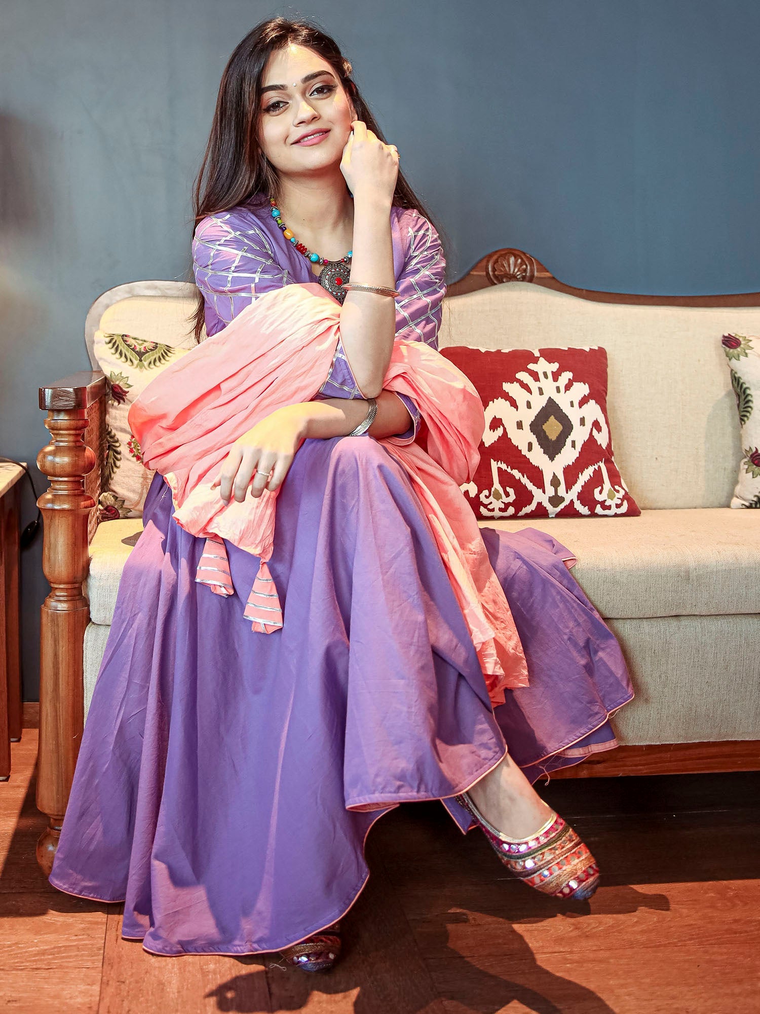 Purple Pant And Anarkali