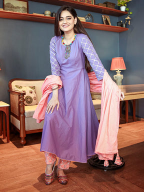 Purple Pant And Anarkali
