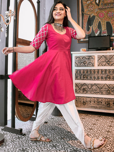 Purple Cotton Kurta and Dhoti Set