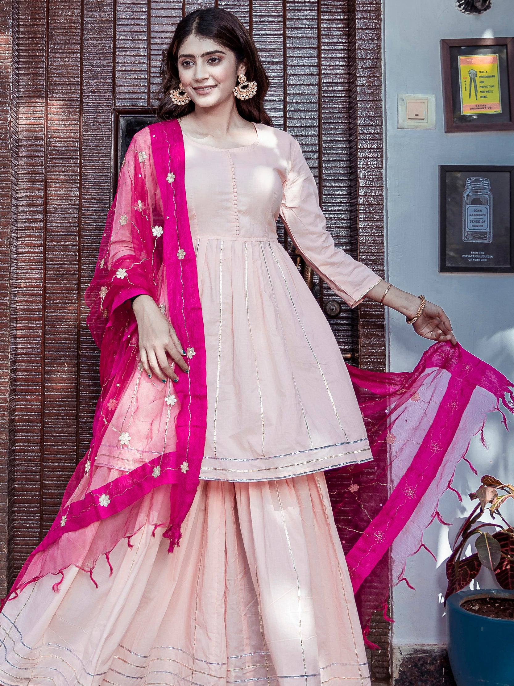 Peach Kurta Sharara Set