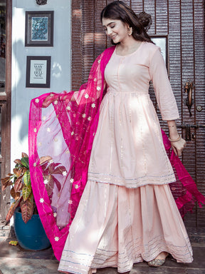 Peach Kurta Sharara Set