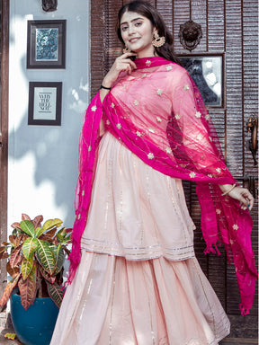 Peach Kurta Sharara Set