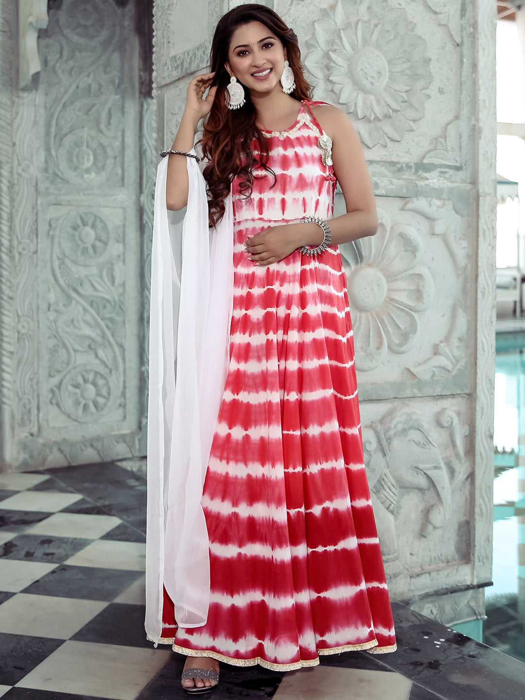 Pink Cotton Bandhej Suit Set