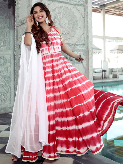 Pink Tie-Dye Anarkali Set