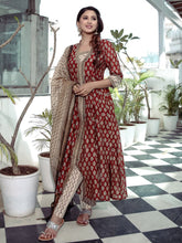 Red Bagru Printed Anarkali Pant