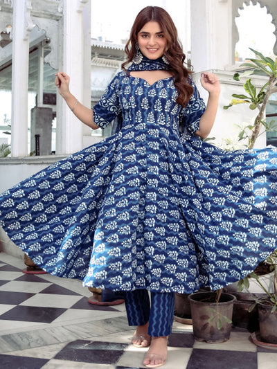 Blue Indigo Anarkali Pant